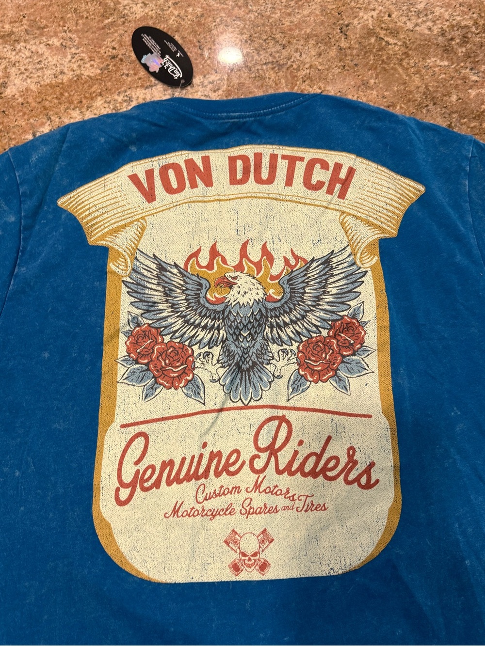 Von Dutch Men’s Blue Genuine Riders Graphic Tee NWT Mens Mediun